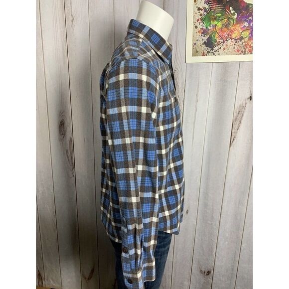 LL Bean Mens Long Sleeve Button Up Flannel Shirt 2 Pockets - Sz Medium Cotton - Picture 12 of 16